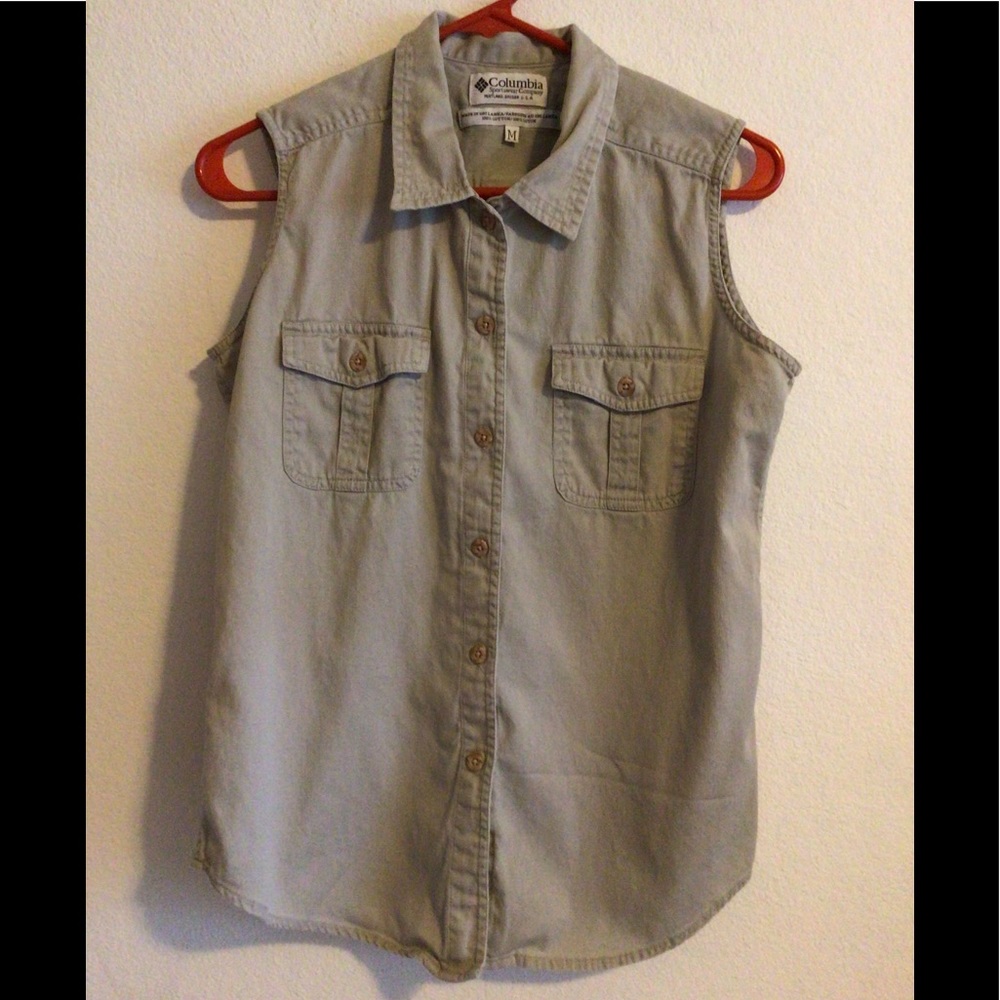 🍁 Columbia Sleeveless Button Down Cotton - Med